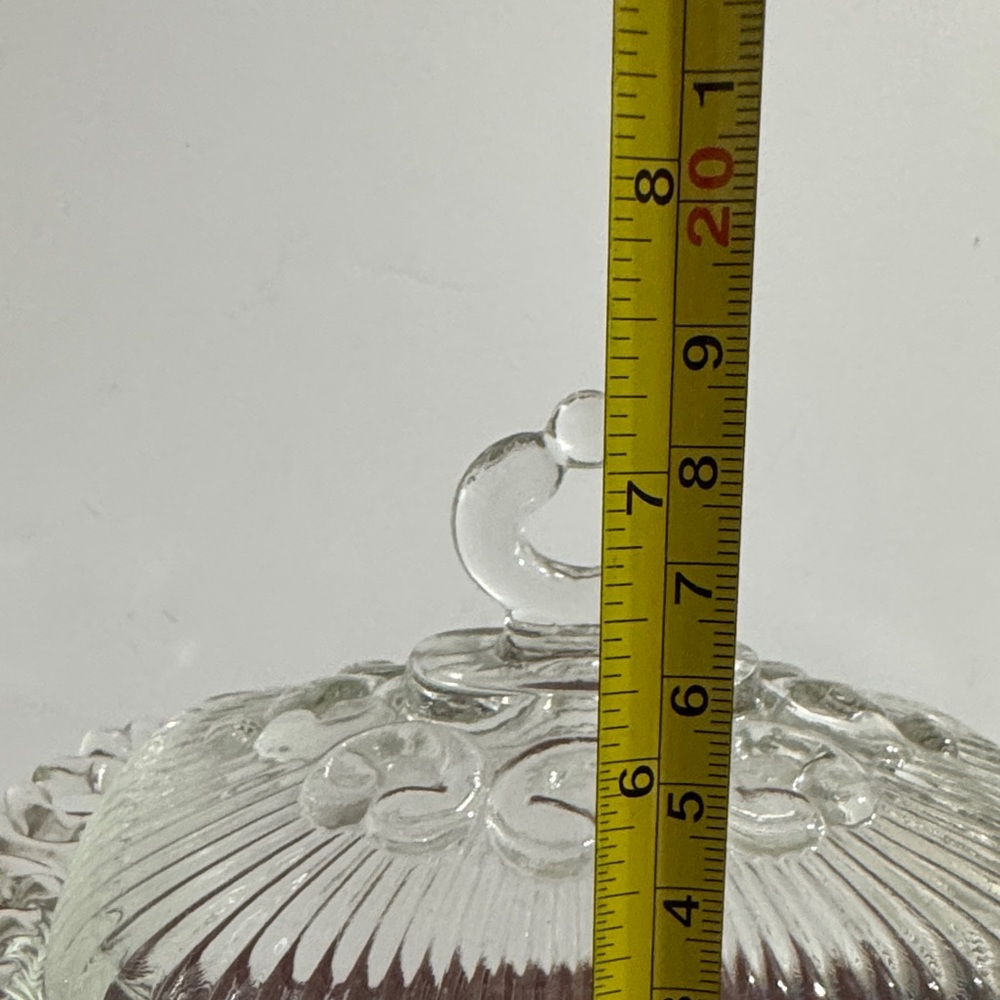 1950’s Indiana Glass Co. Clear Glass Footed Candy Dish With Lid - Picture 7 of 7